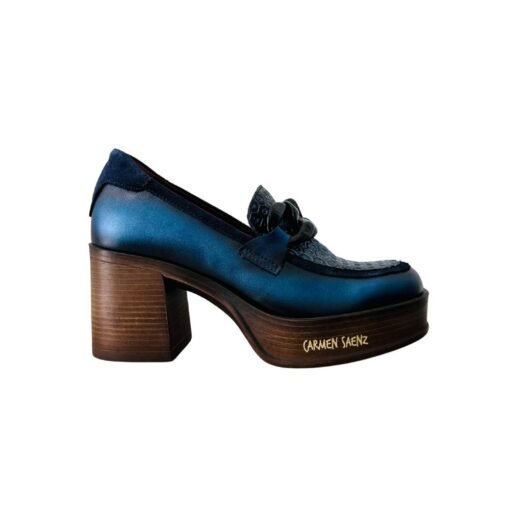 MOCASIN TACO ALTO AZUL, JOSE SAENZ - Imagen 2