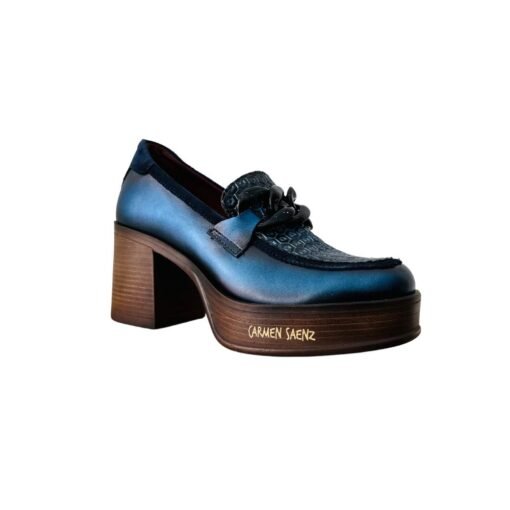 MOCASIN TACO ALTO AZUL, JOSE SAENZ - Imagen 4