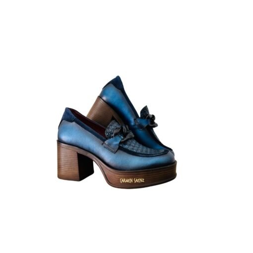 MOCASIN TACO ALTO AZUL, JOSE SAENZ