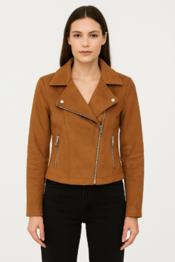 CHAQUETA BIKER SUEDE CAMEL