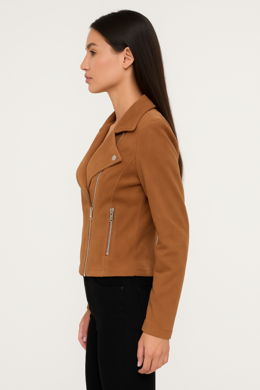 CHAQUETA BIKER SUEDE CAMEL - Imagen 2