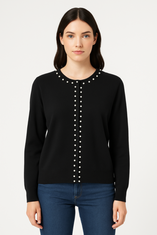SUETER NEGRO CON APLICACION DE PERLAS