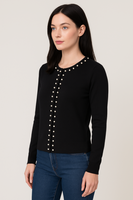 SUETER NEGRO CON APLICACION DE PERLAS - Imagen 2