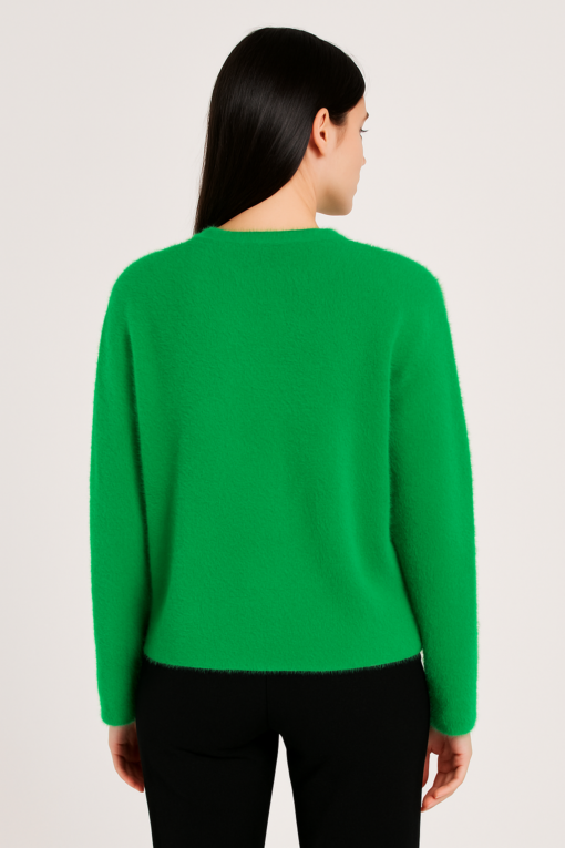 CARDIGAN VERDE CON BOTONES DORADOS Y BOLSILLOS FRONTALES - Imagen 3