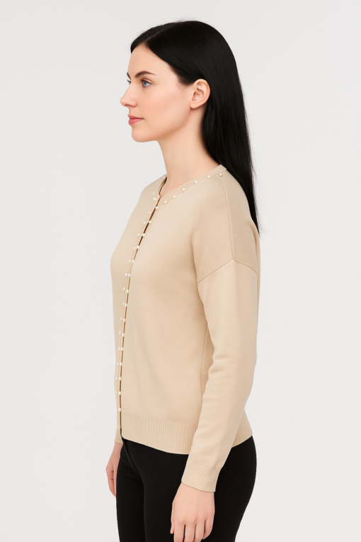 SUETER BEIGE CON APLICACION DE PERLAS - Imagen 2