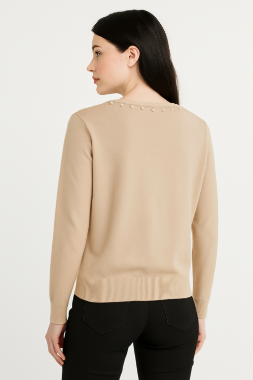 SUETER BEIGE CON APLICACION DE PERLAS - Imagen 3