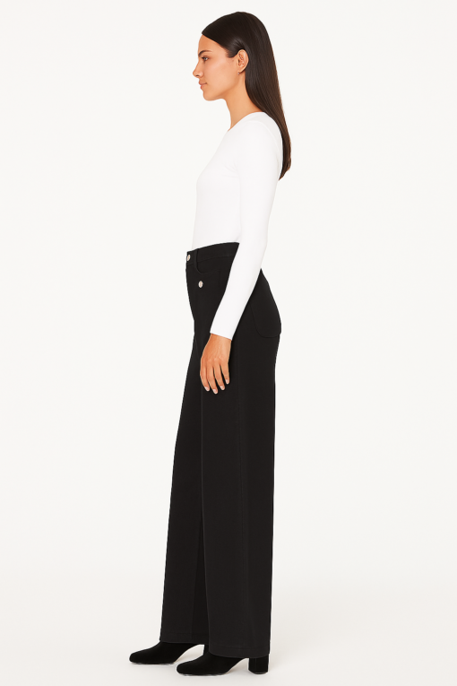 Jeans Negro con Bolsillos Frontales y Corte Recto - Imagen 2