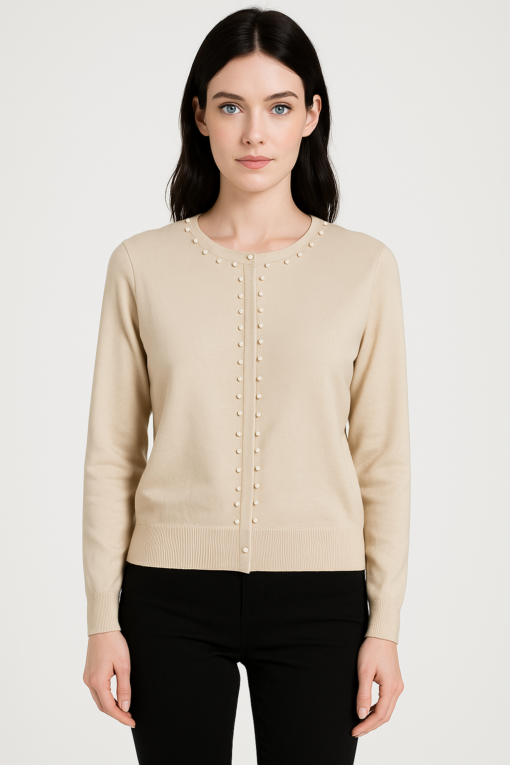 SUETER BEIGE CON APLICACION DE PERLAS