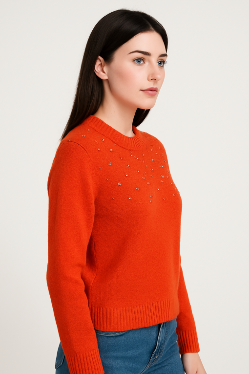SUETER NARANJA CON BRILLOS DECORATIVOS - Imagen 2