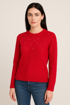 SUETER ROJO CON APLIQUES DE BRILLOS