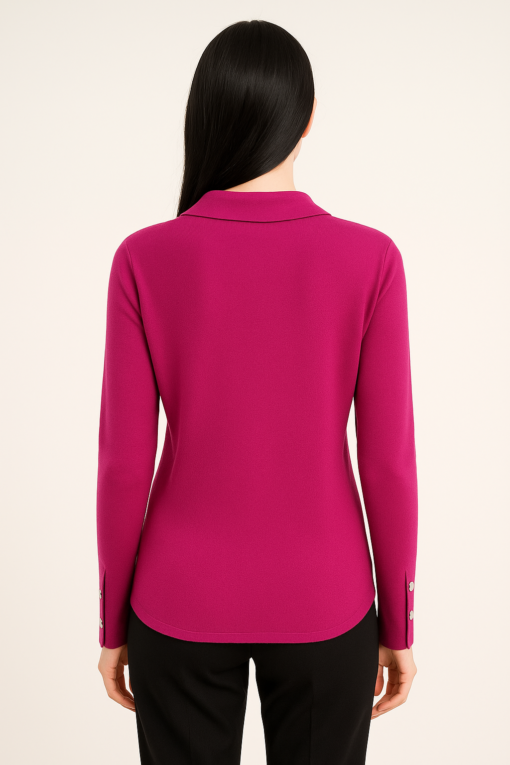 SUÉTER CAMISERO FUCSIA CON BOTONERÍA METÁLICA - Imagen 3