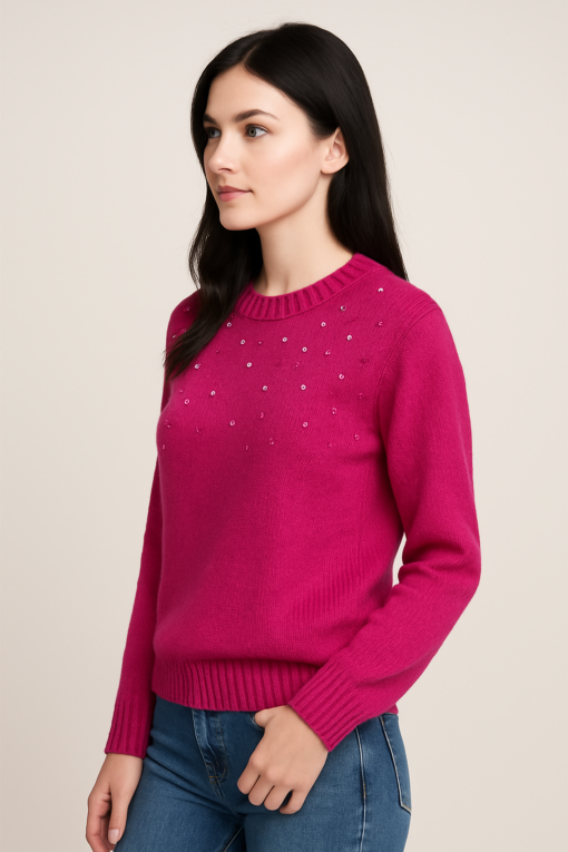 SUETER FUCSIA CON APLICACIONES BRILLANTES - Imagen 2