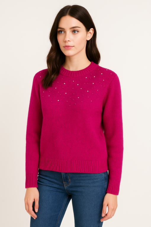 SUETER FUCSIA CON APLICACIONES BRILLANTES
