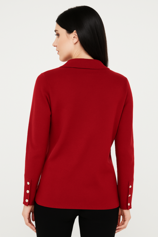 SUÉTER CAMISERO ROJO CON BOTONES METÁLICOS - Imagen 3