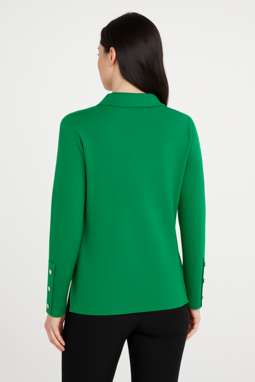 SUÉTER CAMISERO VERDE CON BOTONES METÁLICOS - Imagen 3
