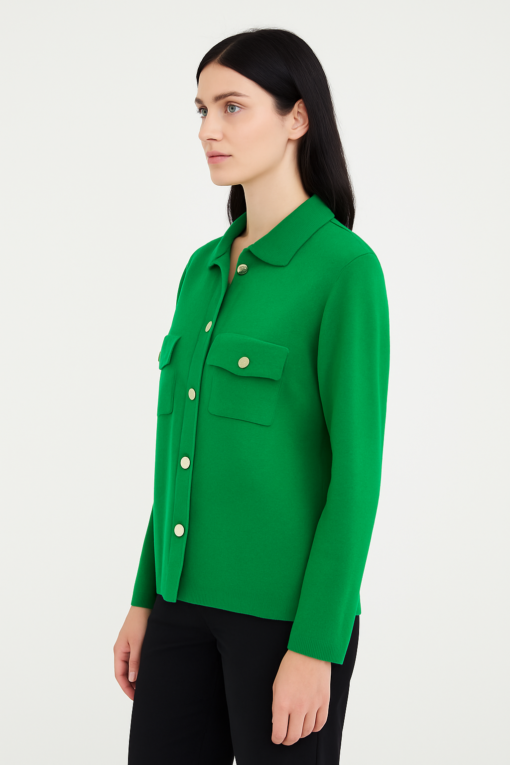 SUÉTER CAMISERO VERDE CON BOTONES METÁLICOS - Imagen 2