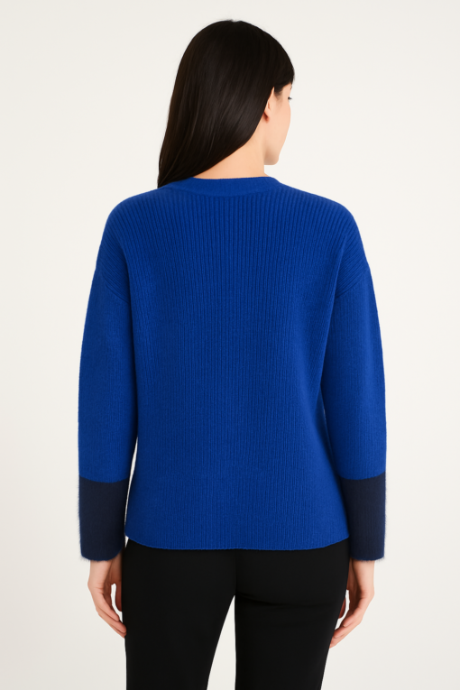 CARDIGAN AZUL BICOLOR CON BOTONES JOYADOS - Imagen 2