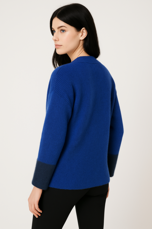 CARDIGAN AZUL BICOLOR CON BOTONES JOYADOS - Imagen 3