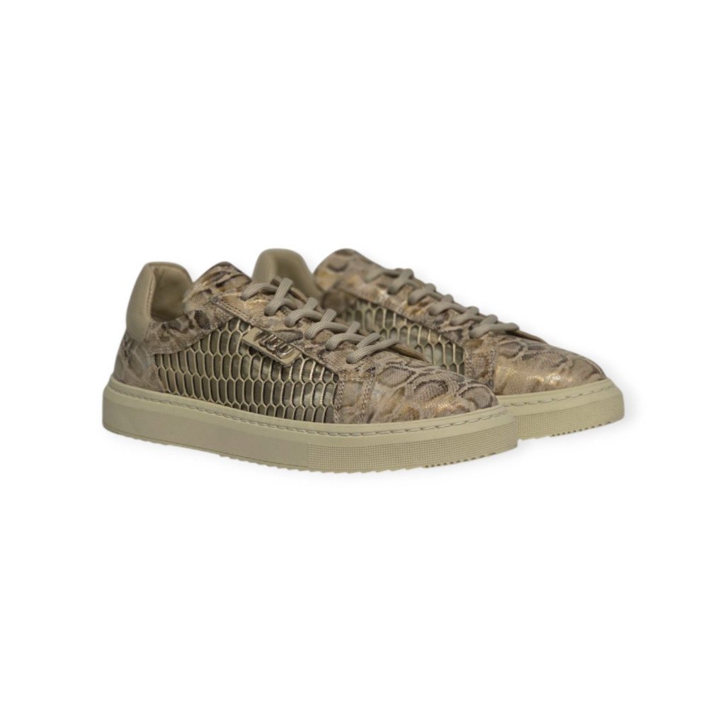 ZAPATILLA DE CUERO PYTHON BEIGE