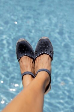 Alpargatas de Cuero y Jeans Bordado – Plataforma Azul