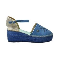 Alternative view of Alpargatas de Cuero y Jeans Bordado – Plataforma Azul