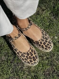Alpargatas Mary Jane de Cuero Animal Print – Plataforma de Yute