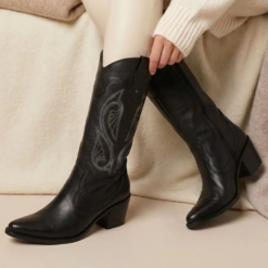 BOTA TEXANA CUERO NEGRO PERLATTO