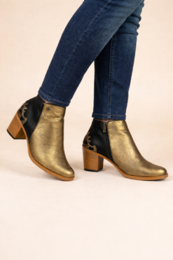 BOTÍN PERLATTO DORADO METALIZADO CUERO BRASIL 🇧🇷